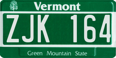 VT license plate ZJK164