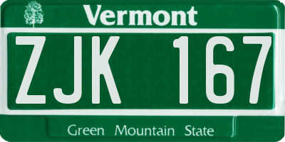 VT license plate ZJK167