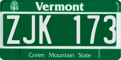 VT license plate ZJK173