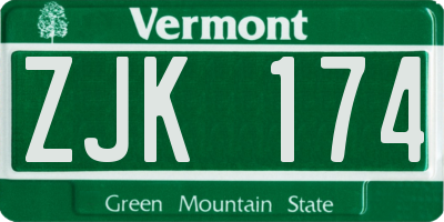 VT license plate ZJK174