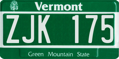 VT license plate ZJK175