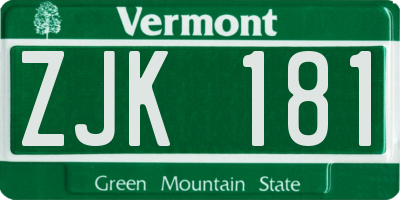 VT license plate ZJK181