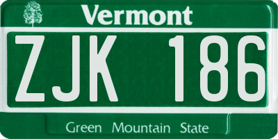 VT license plate ZJK186