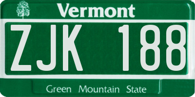 VT license plate ZJK188