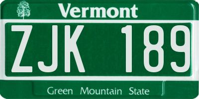 VT license plate ZJK189