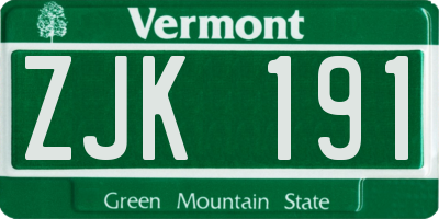 VT license plate ZJK191