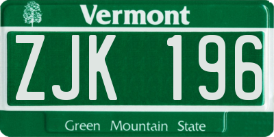 VT license plate ZJK196