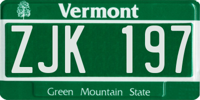 VT license plate ZJK197