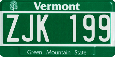 VT license plate ZJK199