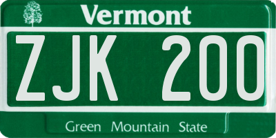 VT license plate ZJK200