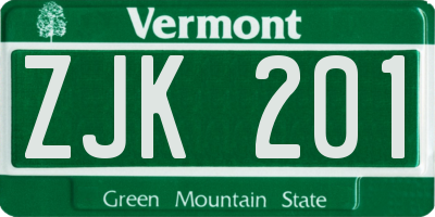 VT license plate ZJK201