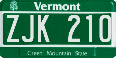 VT license plate ZJK210