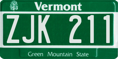 VT license plate ZJK211