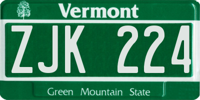VT license plate ZJK224