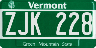 VT license plate ZJK228