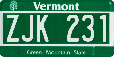 VT license plate ZJK231