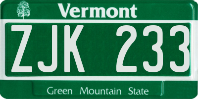 VT license plate ZJK233