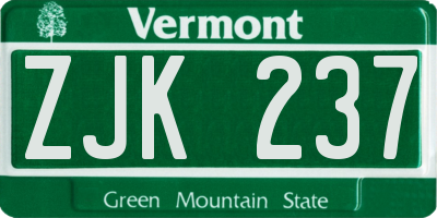 VT license plate ZJK237
