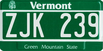 VT license plate ZJK239
