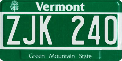 VT license plate ZJK240