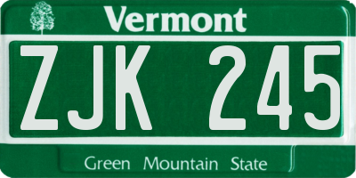 VT license plate ZJK245
