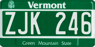 VT license plate ZJK246