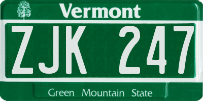 VT license plate ZJK247