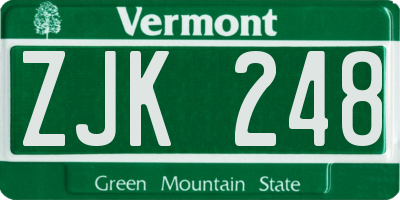 VT license plate ZJK248