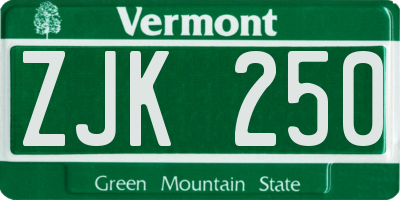 VT license plate ZJK250