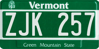 VT license plate ZJK257