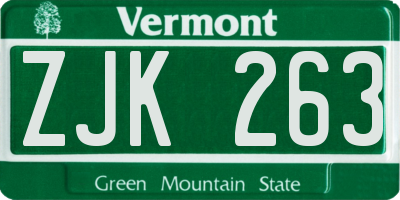 VT license plate ZJK263