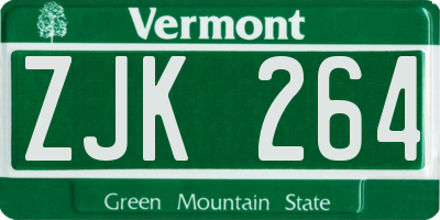 VT license plate ZJK264