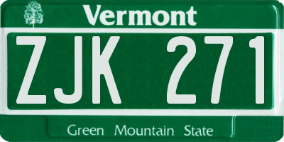 VT license plate ZJK271