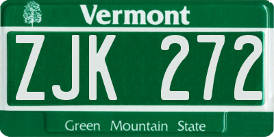 VT license plate ZJK272