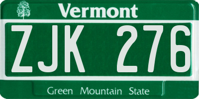 VT license plate ZJK276