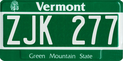 VT license plate ZJK277
