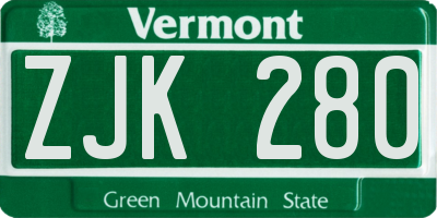 VT license plate ZJK280