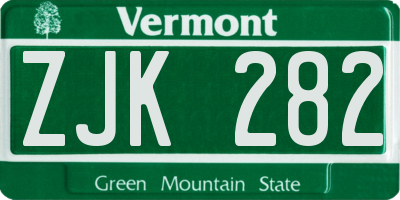 VT license plate ZJK282