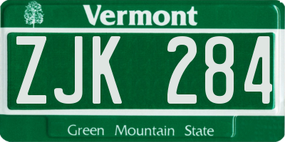 VT license plate ZJK284