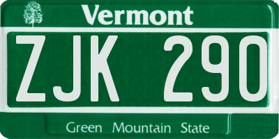 VT license plate ZJK290