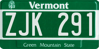 VT license plate ZJK291