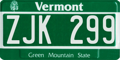 VT license plate ZJK299