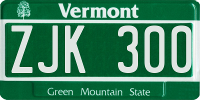 VT license plate ZJK300