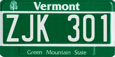 VT license plate ZJK301