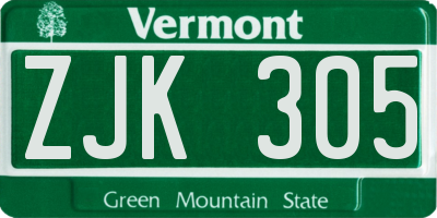 VT license plate ZJK305