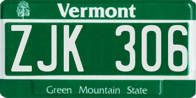 VT license plate ZJK306