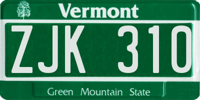 VT license plate ZJK310