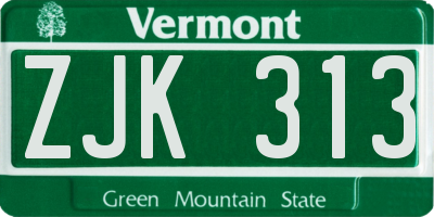 VT license plate ZJK313