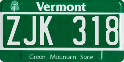VT license plate ZJK318
