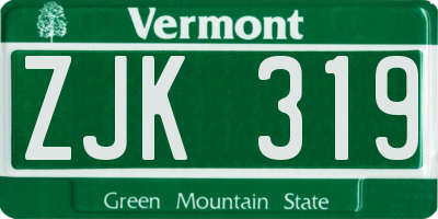 VT license plate ZJK319